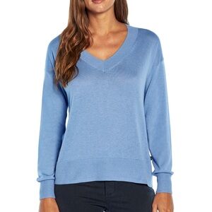 GAP Women's Sky Blue V-Neck Sweater